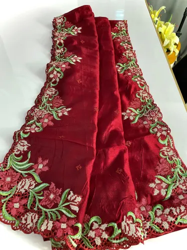 Pure Tussar Silk Saree with Cut-Work Design