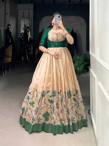 Silk Gown with Embroidered Banglori Jacket