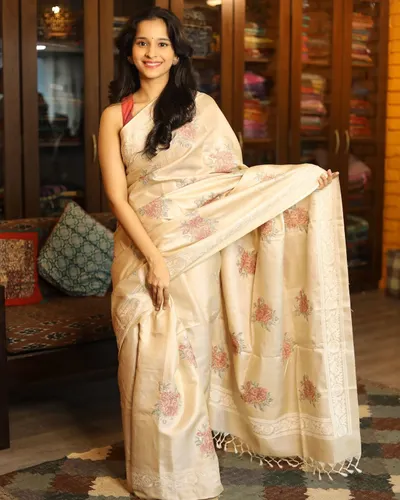  Handloom Pure Desi Tusser Silk Saree