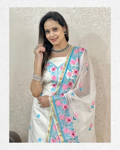 Elegant Kota Doria Embroidery Suit Set 