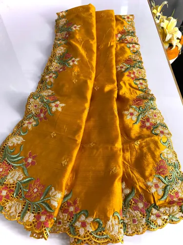 Tussar Silk Saree Cut-Work Design