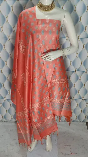 Regal Katan Staple Silk Full Suit – Handwoven Luxury in Every Thread