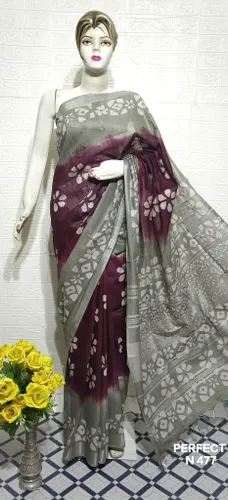 Pure Cotton Slub Saree with Traditional Batik Print