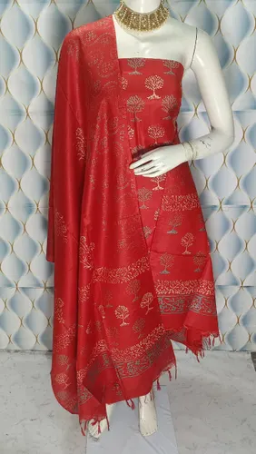 Elegant Katan Staple Silk Full Suit – Timeless Grace in Pure Weave