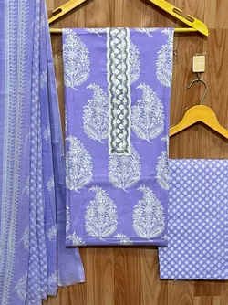 Elegant Leaf Design Print Work Cotton Salwars