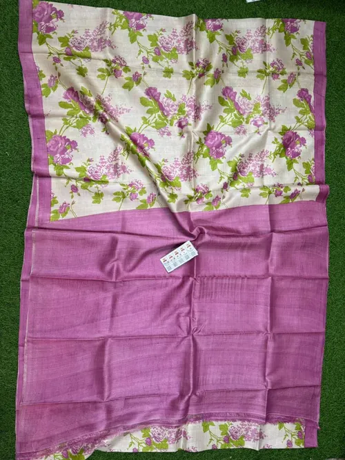Pure Desi Tussar Silk Handloom Masterpiece with Hand Block & Digital Artwork