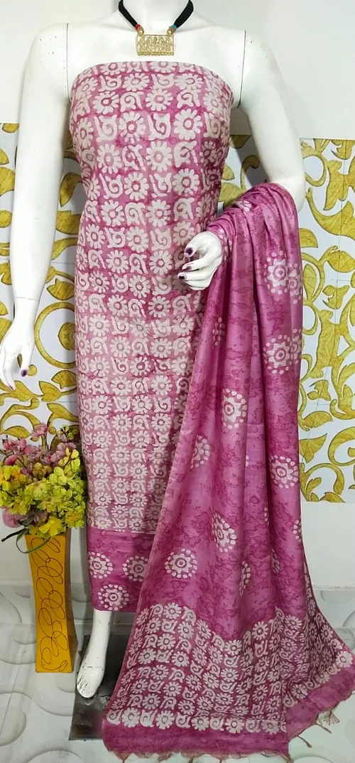 Royal Katan Silk Suit with Traditional Salab Batik