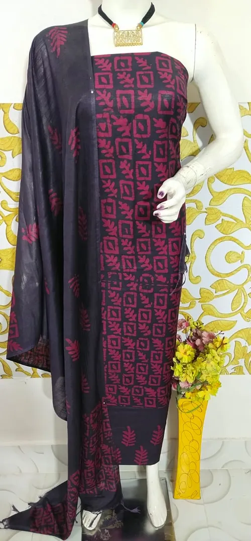 Elegant Katan Salab Batik Suit – Handcrafted Ethnic Ensemble