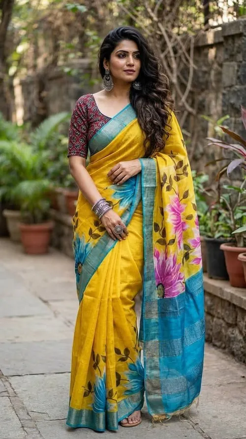  Varnika Pure Tussar Silk Handpaint Saree