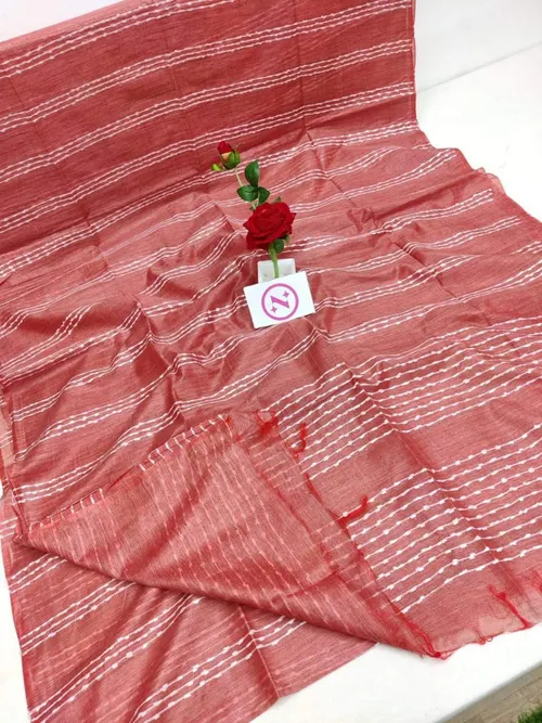 Baswara Handloom Saree with Signature Flag Stripe Body Design