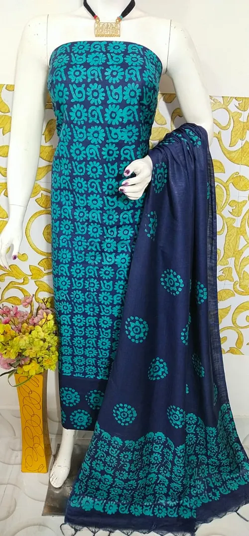 Royal Katan Silk Suit with Traditional Salab Batik