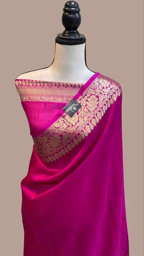Handcrafted Katan Silk Saree with Traditional Jacquard Border Detailing