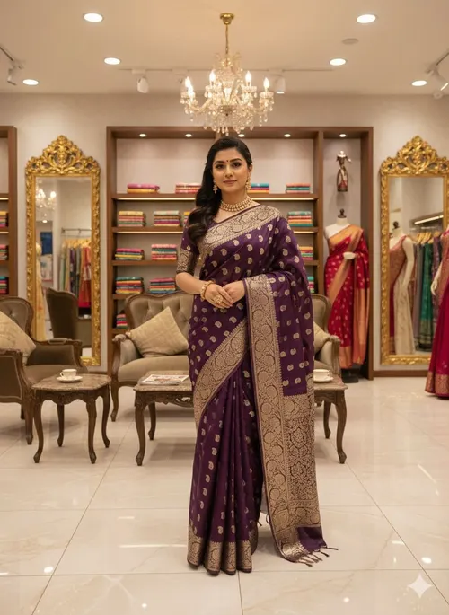 Soft Kota Stepple Saree with Banarasi Jacquard Woven Designs & Elegant Finish