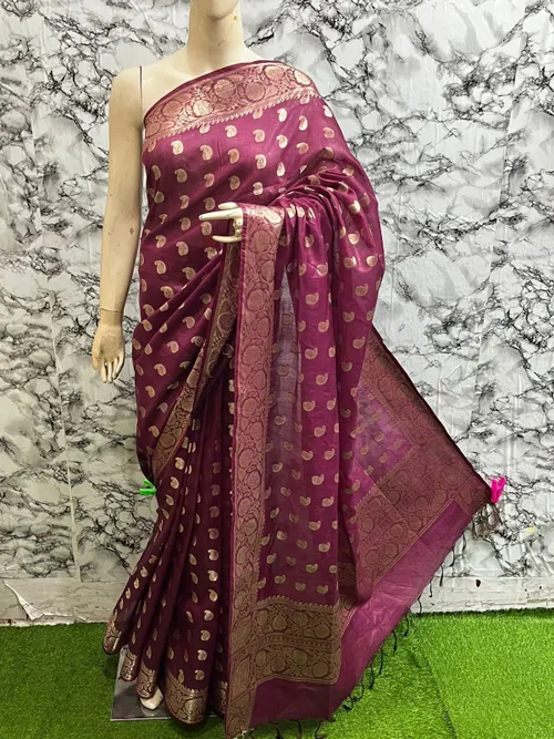 Soft Kota Stepple Saree with Banarasi Jacquard Woven Designs & Elegant Finish