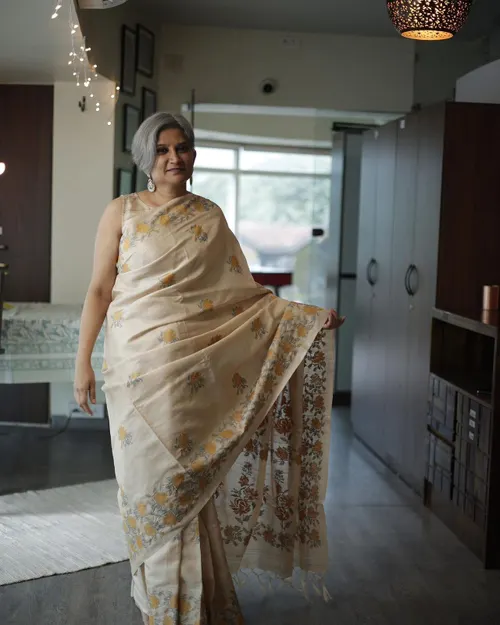  Handloom Pure Desi Tusser Silk Saree