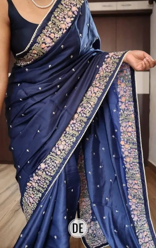 Elegant Hand-Embroidered Pure Tussar Silk Saree – Timeless Traditional Drape