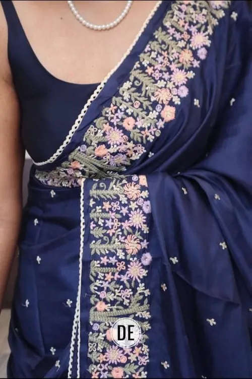 Elegant Hand-Embroidered Pure Tussar Silk Saree – Timeless Traditional Drape