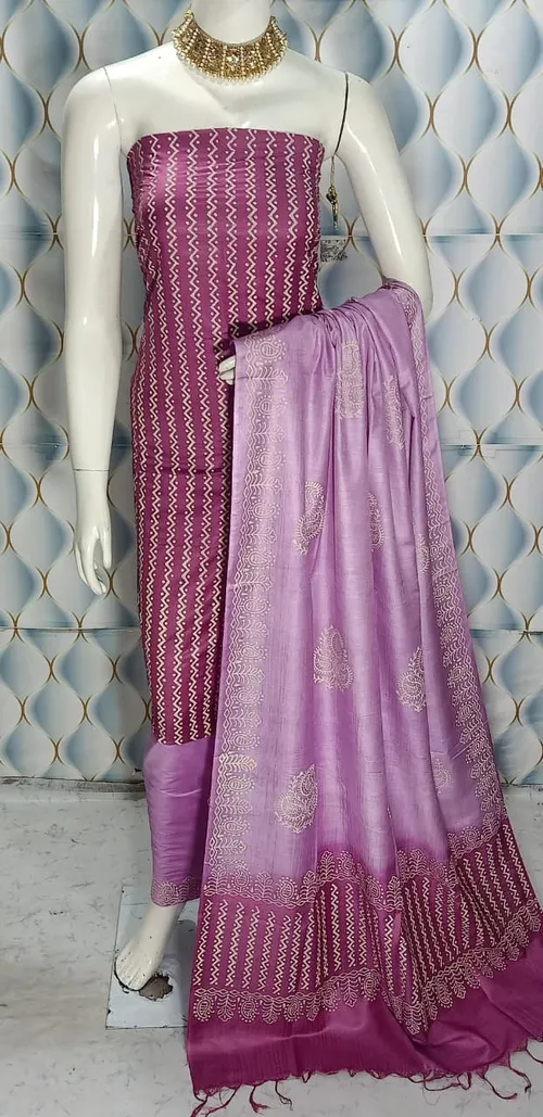 Hand Block Printed Cotton Suit Piece – Dual Dye Artisanal Design