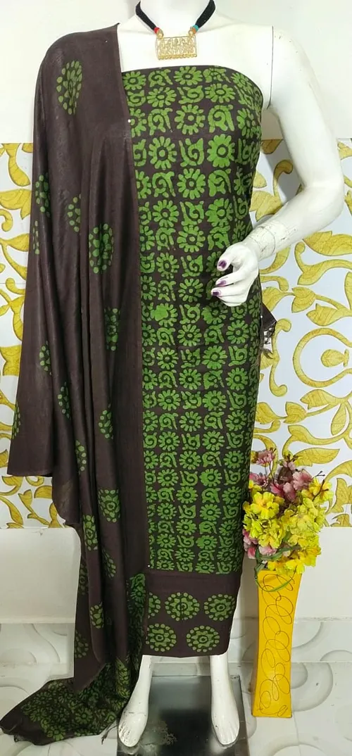 Royal Katan Silk Suit with Traditional Salab Batik