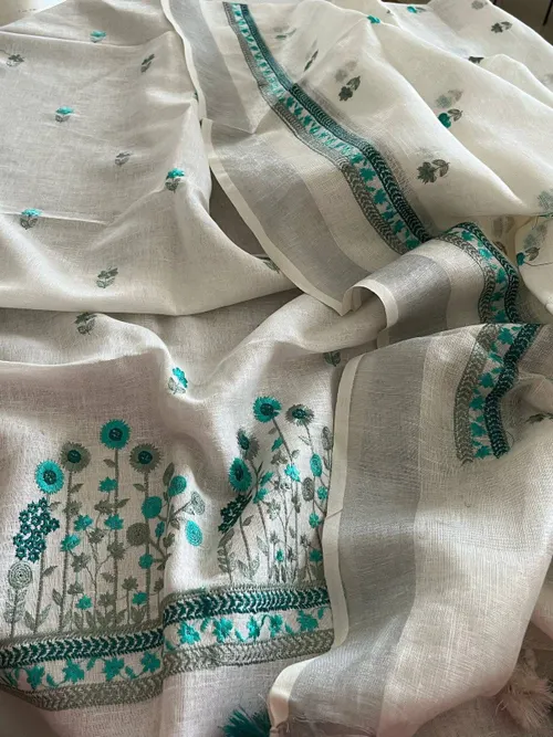 Pure Linen by Linen Floral Embroidery Work Salwar Suit – Elegant Hand-Embroidered Ethnic Wear for Women