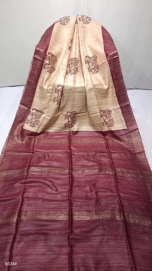 Designer Gheecha Silk Saree with Zari Border