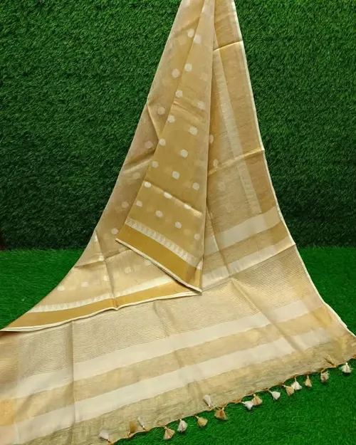 Soft Tissue Linen Saree with Dovi Buta Design