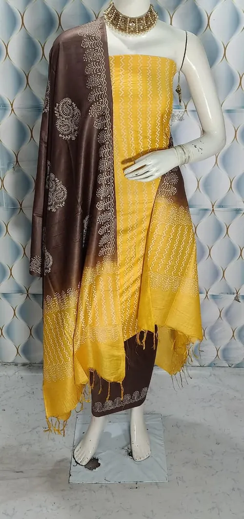 Hand Block Printed Cotton Suit Piece – Dual Dye Artisanal Design