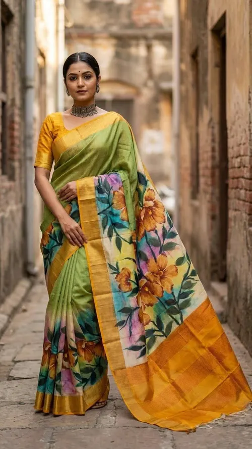 Varnika Pure Tussar Silk Handpaint Saree