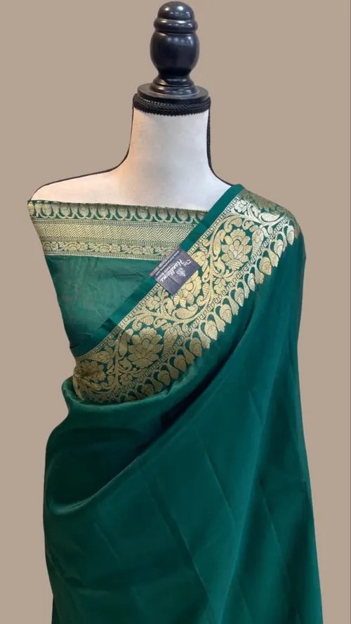 Handcrafted Katan Silk Saree with Traditional Jacquard Border Detailing