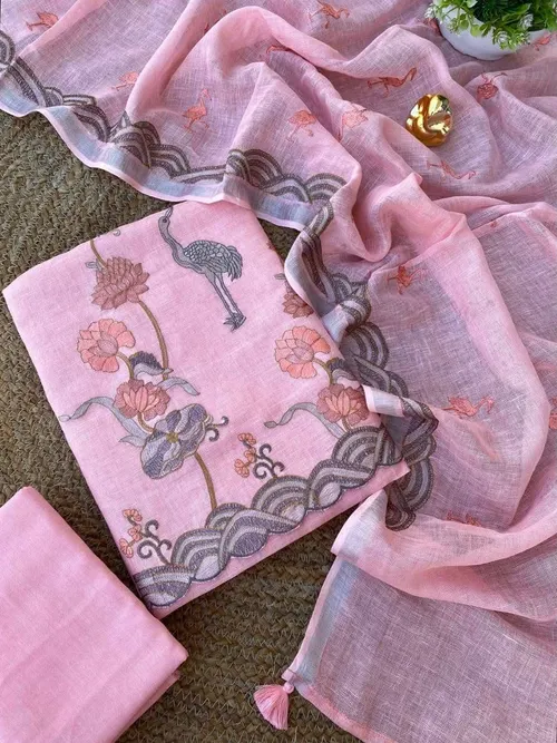 Pure Linen by Linen Attire with Elegant Floral Embroidery Work – Premium Handcrafted Ethnic Wear