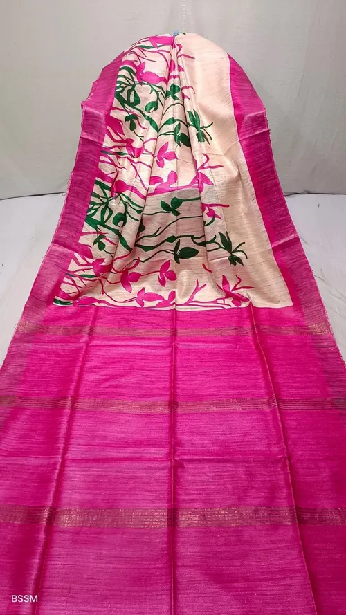 Designer Gheecha Silk Saree with Zari Border