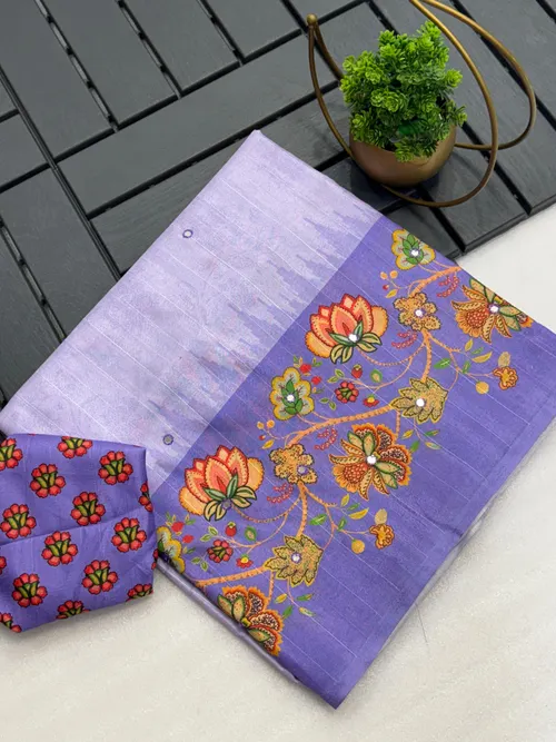 Tussar Silk Saree with Flower Digital Print