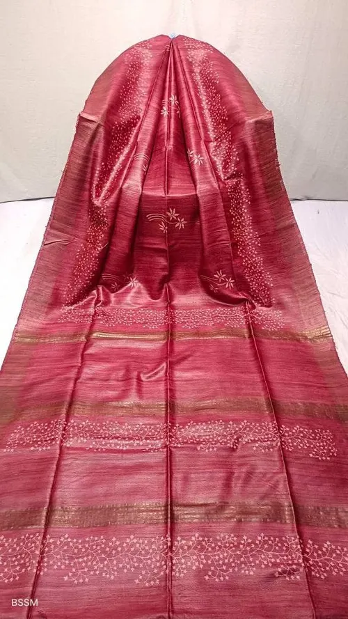 Designer Gheecha Silk Saree with Zari Border