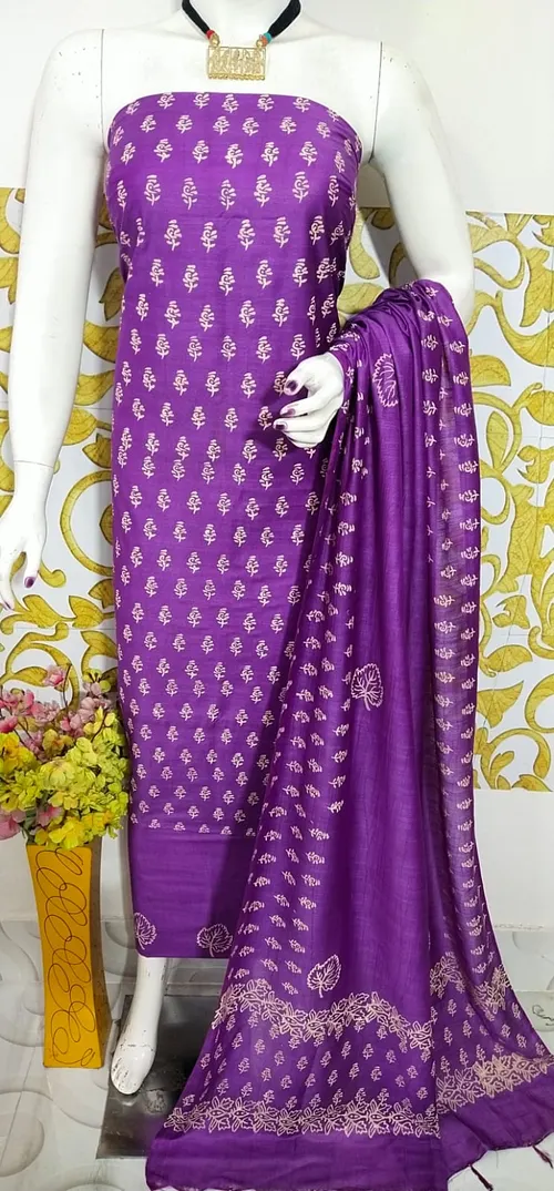 Elegant Katan Salab Hand Block Print Suit – Pure Cotton Elegance