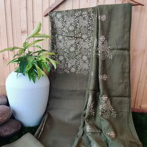 Classic Linen Embroidered Dress Material