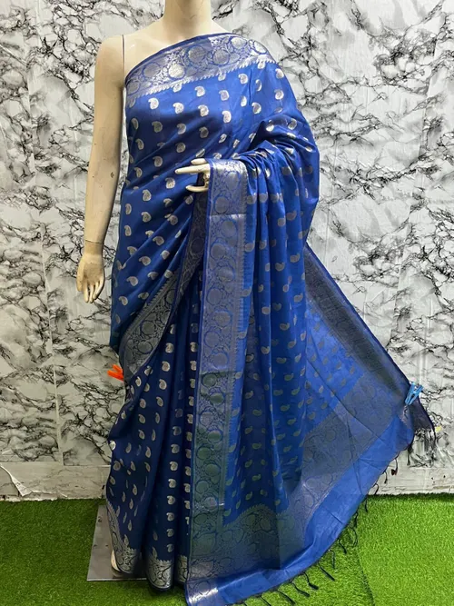 Soft Kota Stepple Saree with Banarasi Jacquard Woven Designs & Elegant Finish