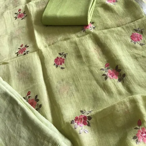Pure Linen by Linen Floral Embroidery Work Salwar Suit – Elegant Hand-Embroidered Ethnic Wear for Women