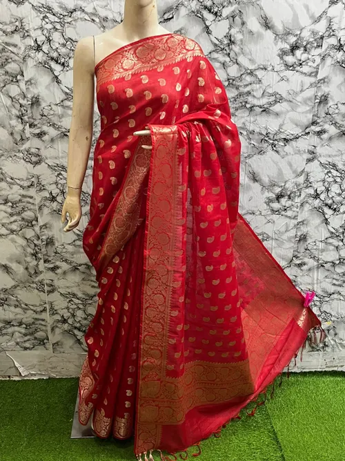 Soft Kota Stepple Saree with Banarasi Jacquard Woven Designs & Elegant Finish