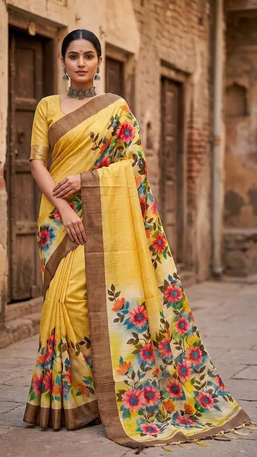  Varnika Pure Tussar Silk Handpaint Saree