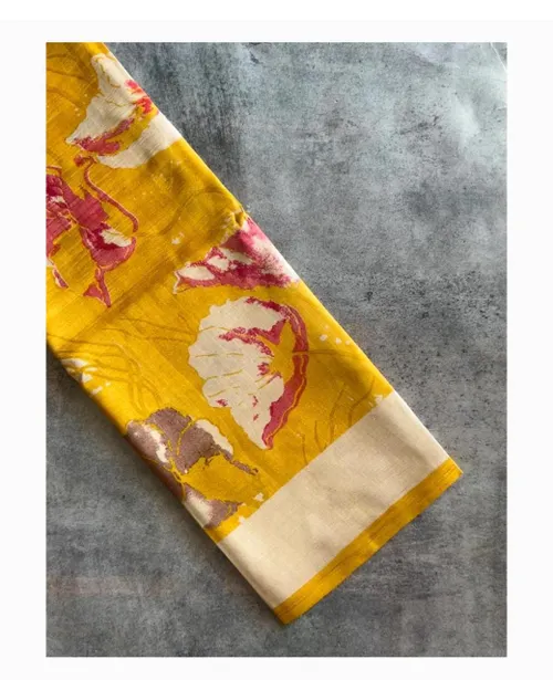Authentic Desi Tussar Silk Handloom Saree with Hand Block and Digital Print