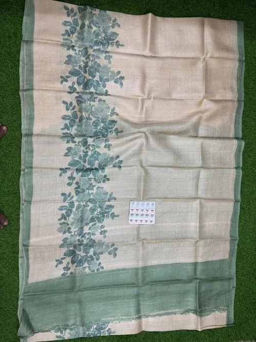Pure Desi Tussar Silk Handloom Masterpiece with Hand Block & Digital Artwork