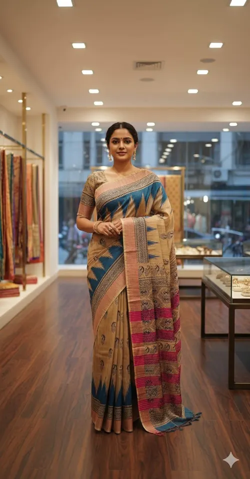 Soft Banswada Kota Saree with Zari Border – Beautiful Hand-Printed Traditional Design Saree