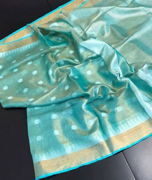 Soft Tissue Linen Saree with Dovi Buta Design