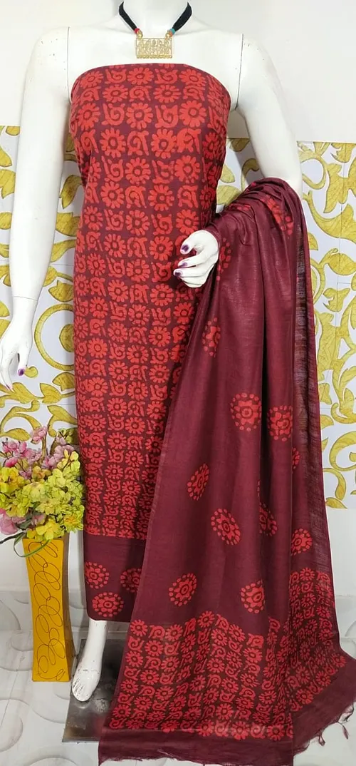 Royal Katan Silk Suit with Traditional Salab Batik
