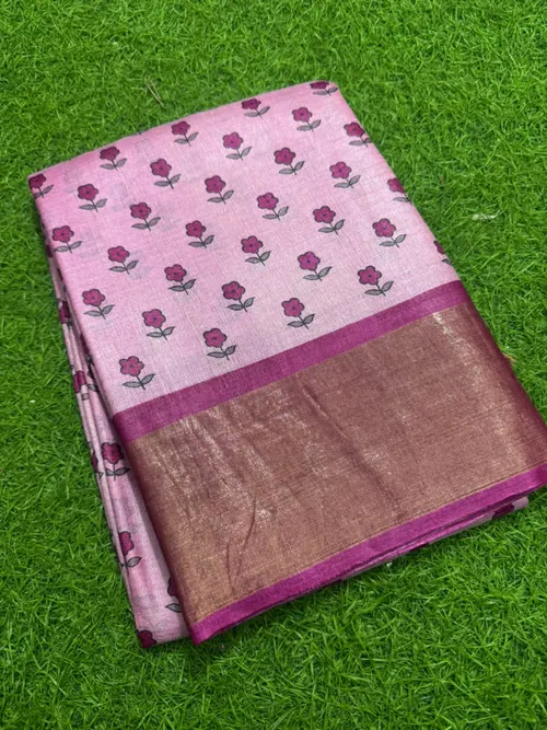  pure handloom Tussar silk saree with hand block and digital prints. Azo-free dye, silk mark certified