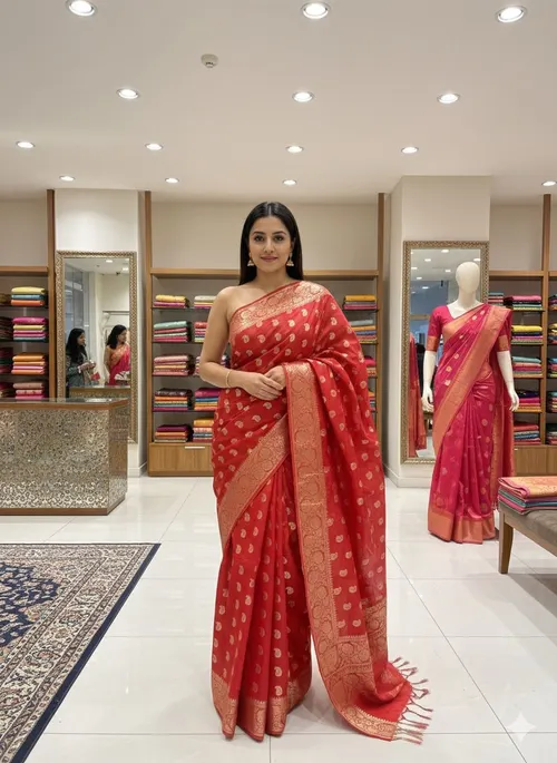 Soft Kota Stepple Saree with Banarasi Jacquard Woven Designs & Elegant Finish