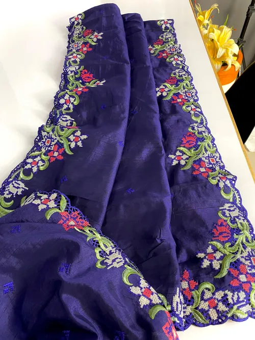 Embroidery Pure Tussar Silk Saree