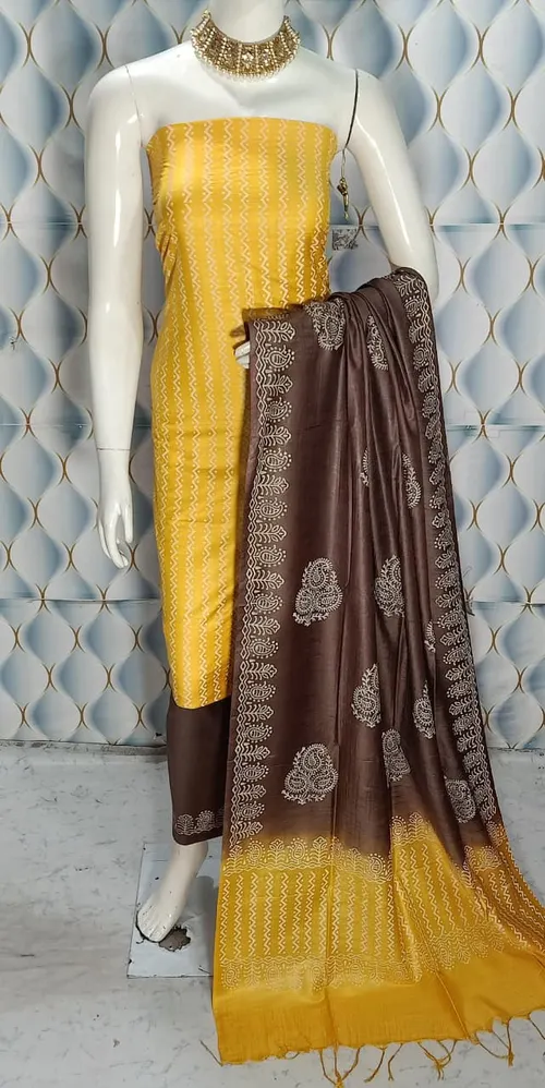 Hand Block Printed Cotton Suit Piece – Dual Dye Artisanal Design