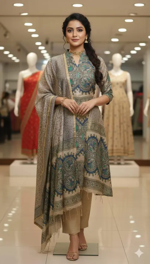 Ethnic Madhubani Kalamkari Dress Material