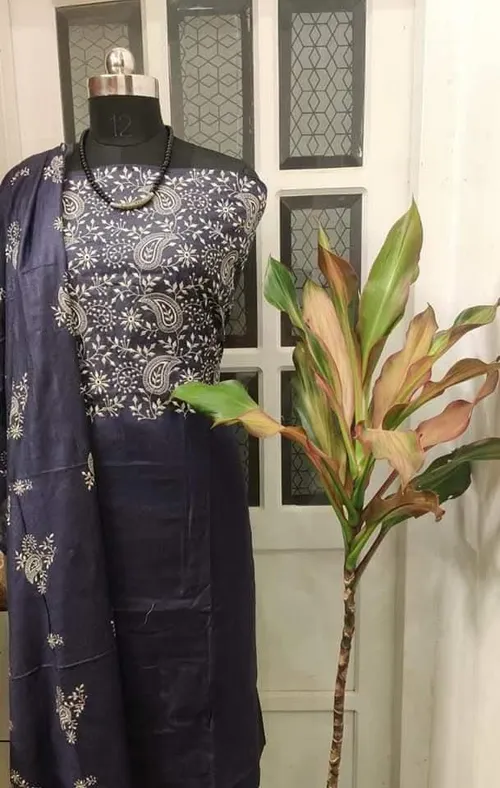 Classic Linen Embroidered Dress Material